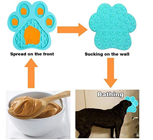 Dog Licking Mat for Anxiety Relief - Peanut Butter Slow Feeder Bowl with Strong Suction Cup for Wall - Pet Bathing, Grooming & Training Tool - Light Blue - Perfect for Stress Relief, Mealtime Fun & Puppy Training Sessions