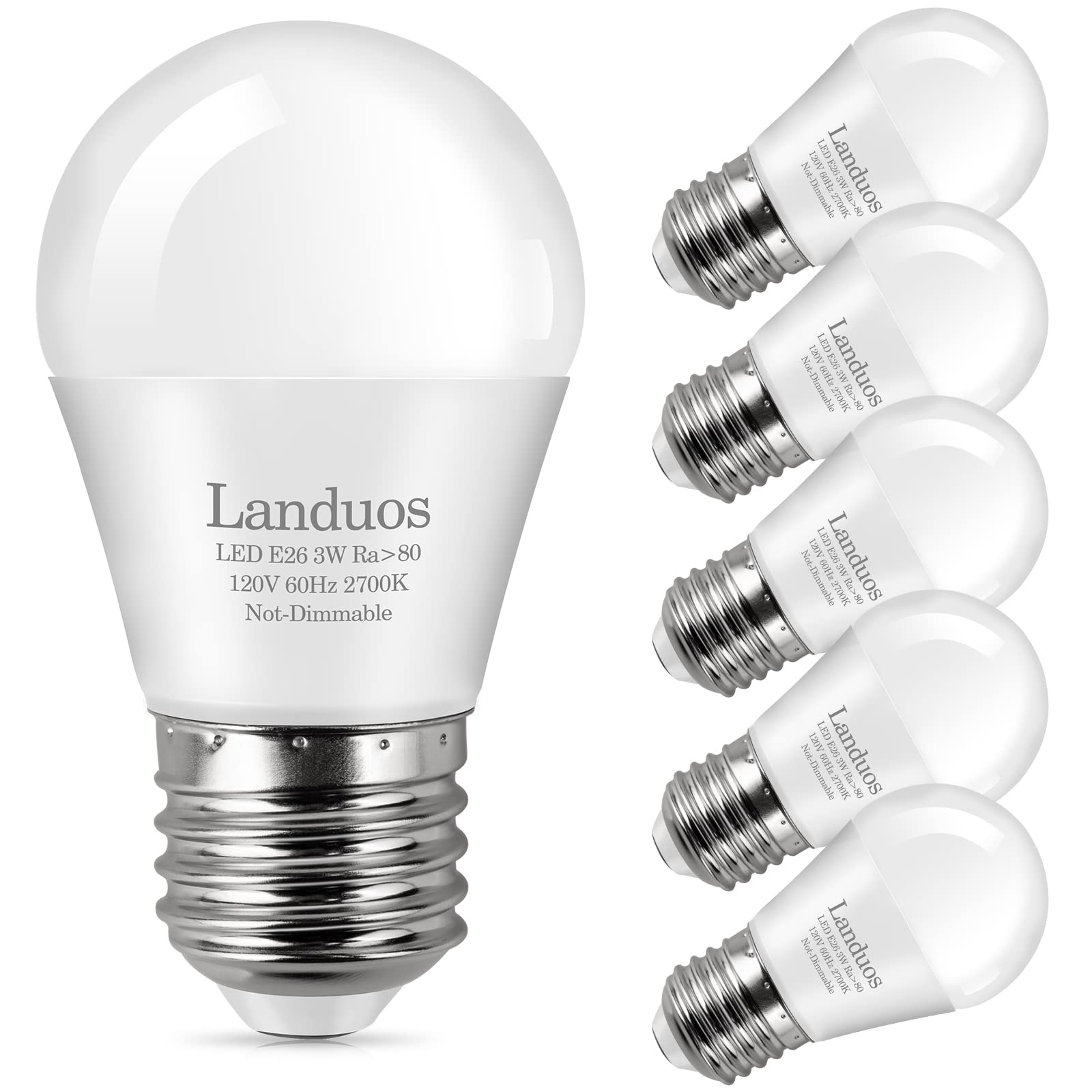 3W LED Light Bulb (25W Equivalent) - A15 E26 Medium Screw Base, Warm White 2700K, Energy Saving Bulbs for Nightstand & Table Lamps (6-Pack) - Perfect for Bedroom, Living Room & Cozy Home Lighting
