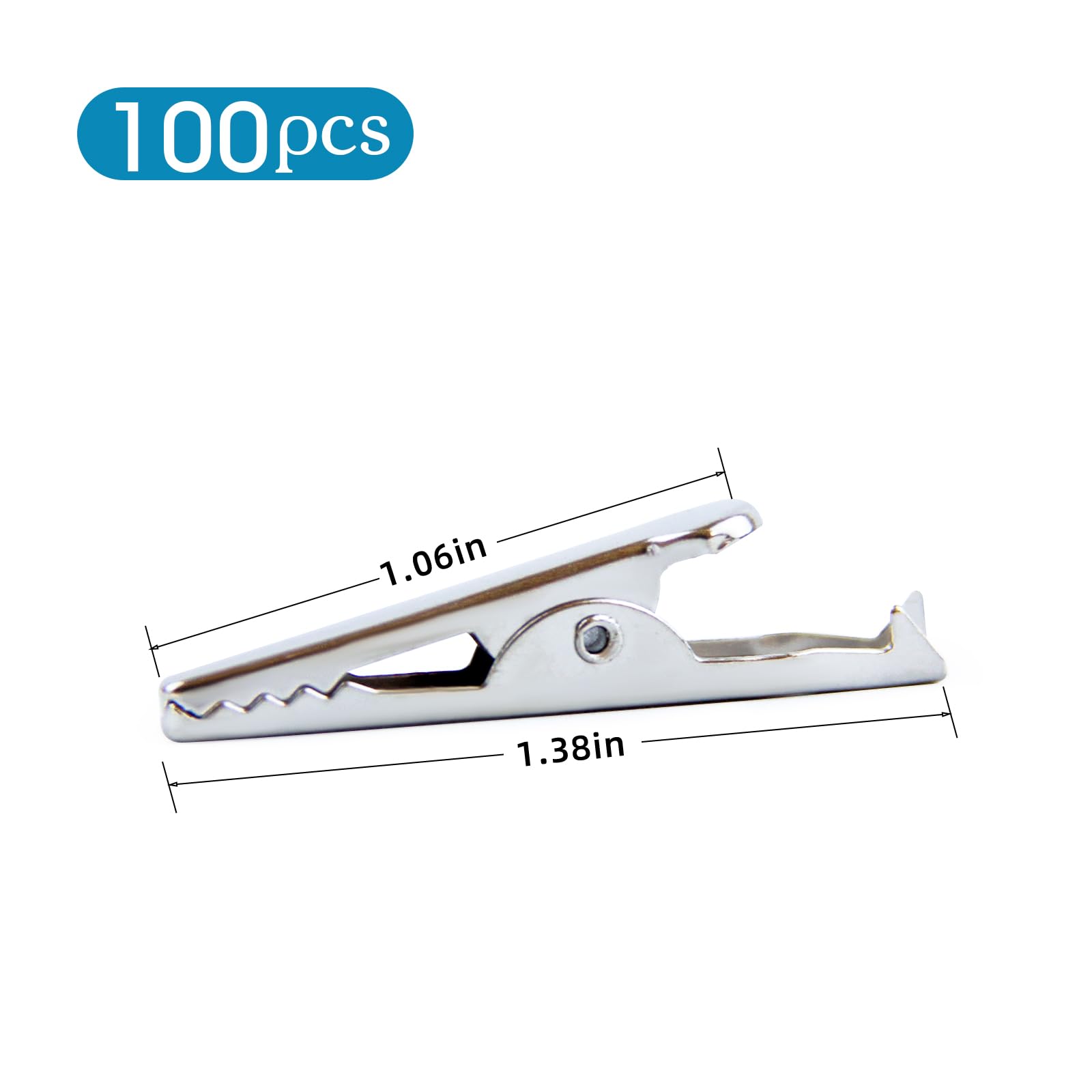 100 PCS 35mm Silver Tone Nickel Plated Metal Alligator Clips - Spring Loaded Crocodile Clamps for Electrical Testing, Laboratory Work, Cable Leads & DIY Projects - Perfect for Circuit Board Repair, Jewelry Making and Crafting