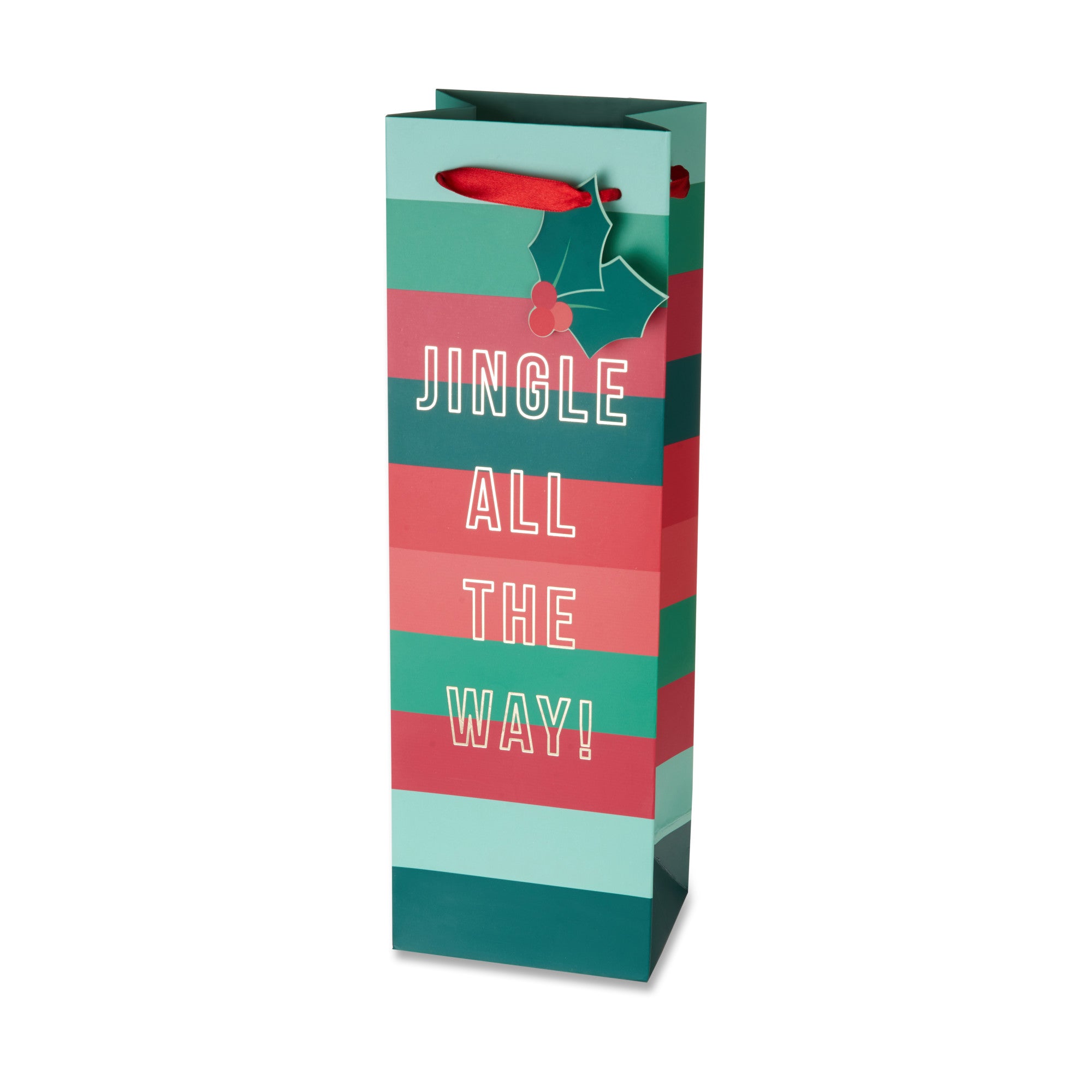 Cakewalk Single Bottle Wine Bag - Insulated Reusable Holiday Gift Carrier for Christmas, Parties & Gifting | Jingle All The Way Design