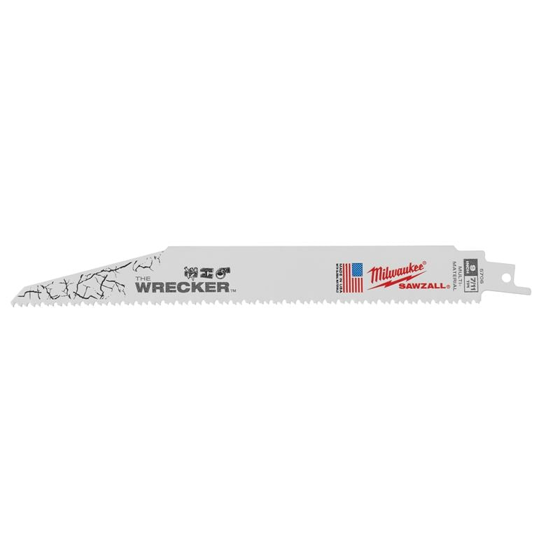 48 00 8706 The Wrecker Multi-Material SAWZALL Reciprocating Saw Blade - 9 Inch, 7/11 TPI, 25-Pack - Perfect for Demolition, Wood Cutting, and Metalworking Projects
