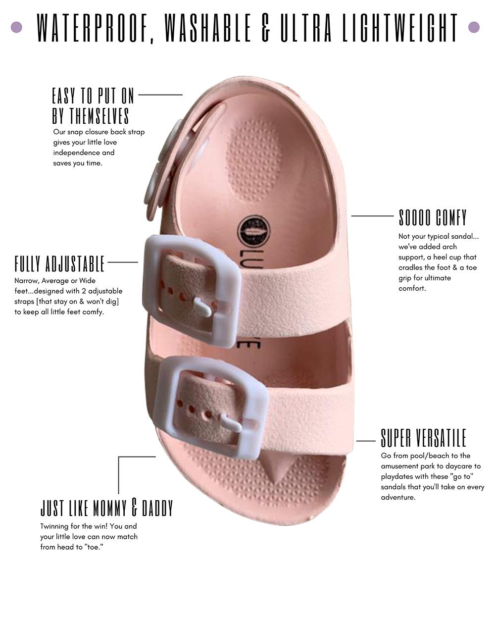 Lucky Love Toddler Water Shoes for Girls & Boys - Non-Slip Quick-Dry Aqua Socks for Beach, Pool & Outdoor Play - Comfortable Kids Swim Shoes for Summer Activities