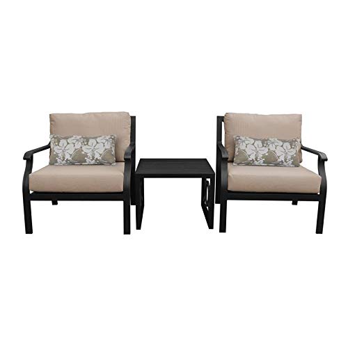TK Classics Kathy Ireland Madison Ave. 3-Piece Aluminum Patio Furniture Set in Wheat - Outdoor Dining Set for Garden, Poolside & Backyard Relaxation