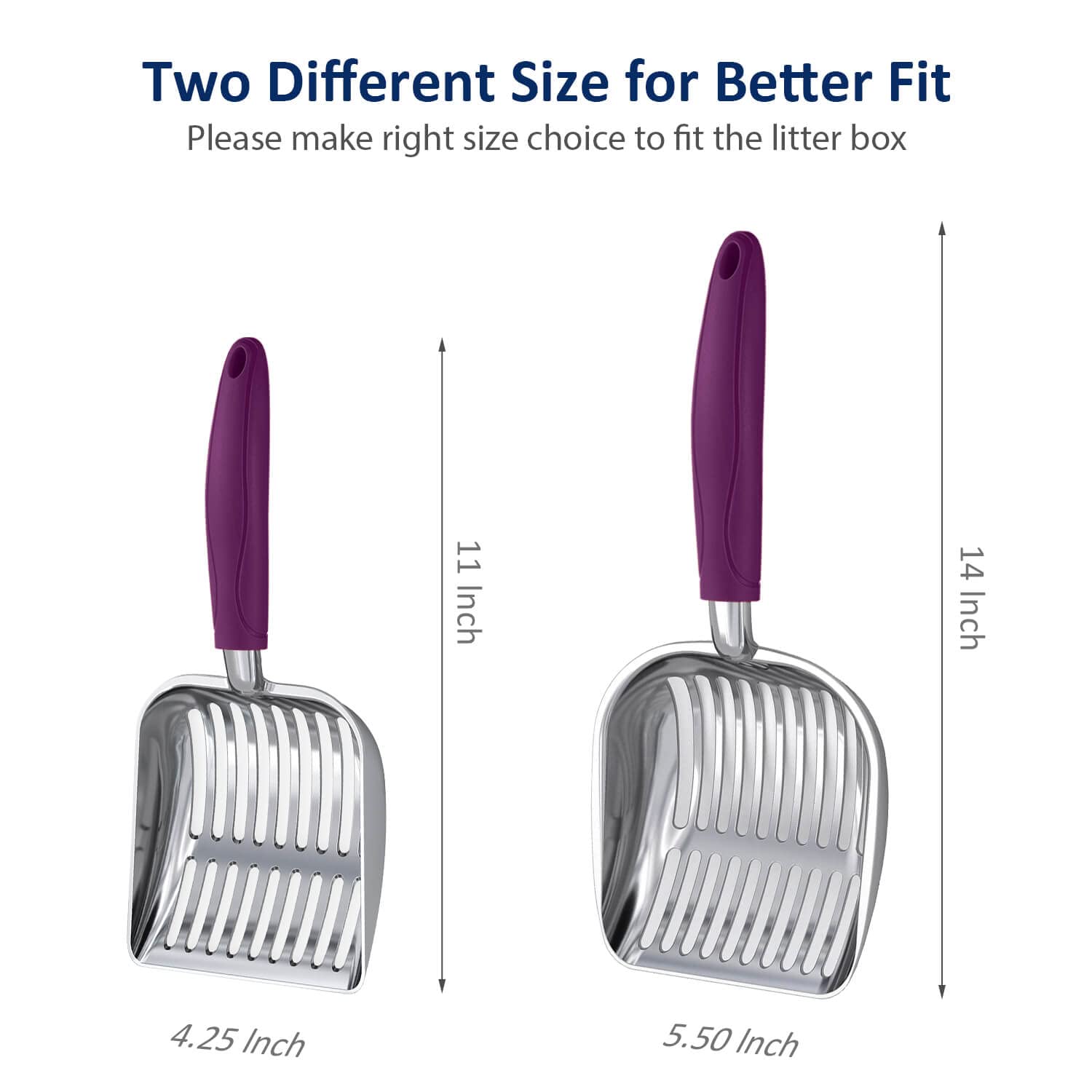 Premium WePet Aluminum Alloy Cat Litter Scoop - Durable Metal Sifter with Long Handle & Deep Shovel Design - Heavy Duty Poop Scooper for Kittens & Cats - Perfect for Litter Box Cleaning & Pet Waste Removal