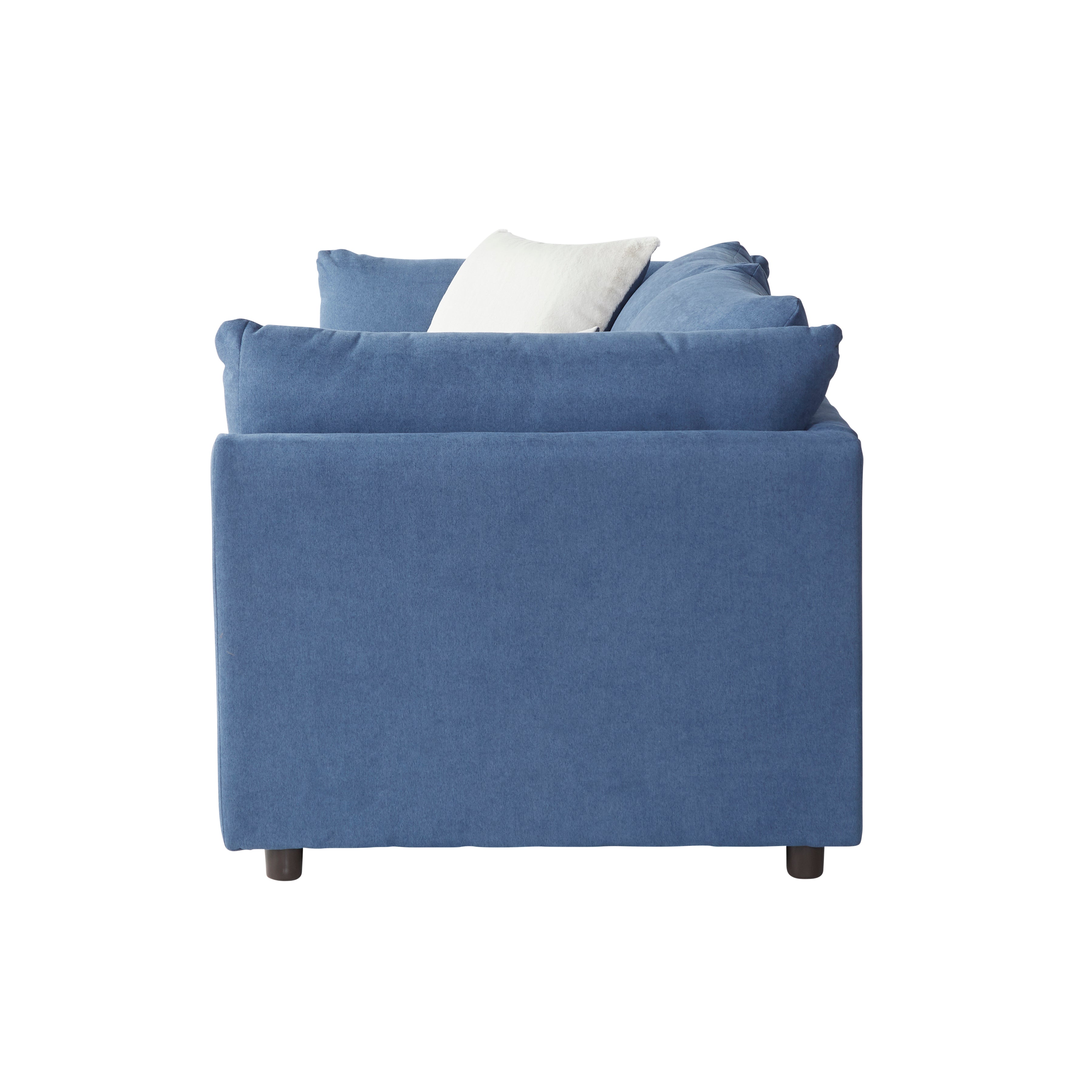 Roundhill Furniture Enda Pillow Back Fabric Sofa and Cuddler Chair Set - Navy Blue Living Room Collection for Cozy Family Gatherings & Relaxation