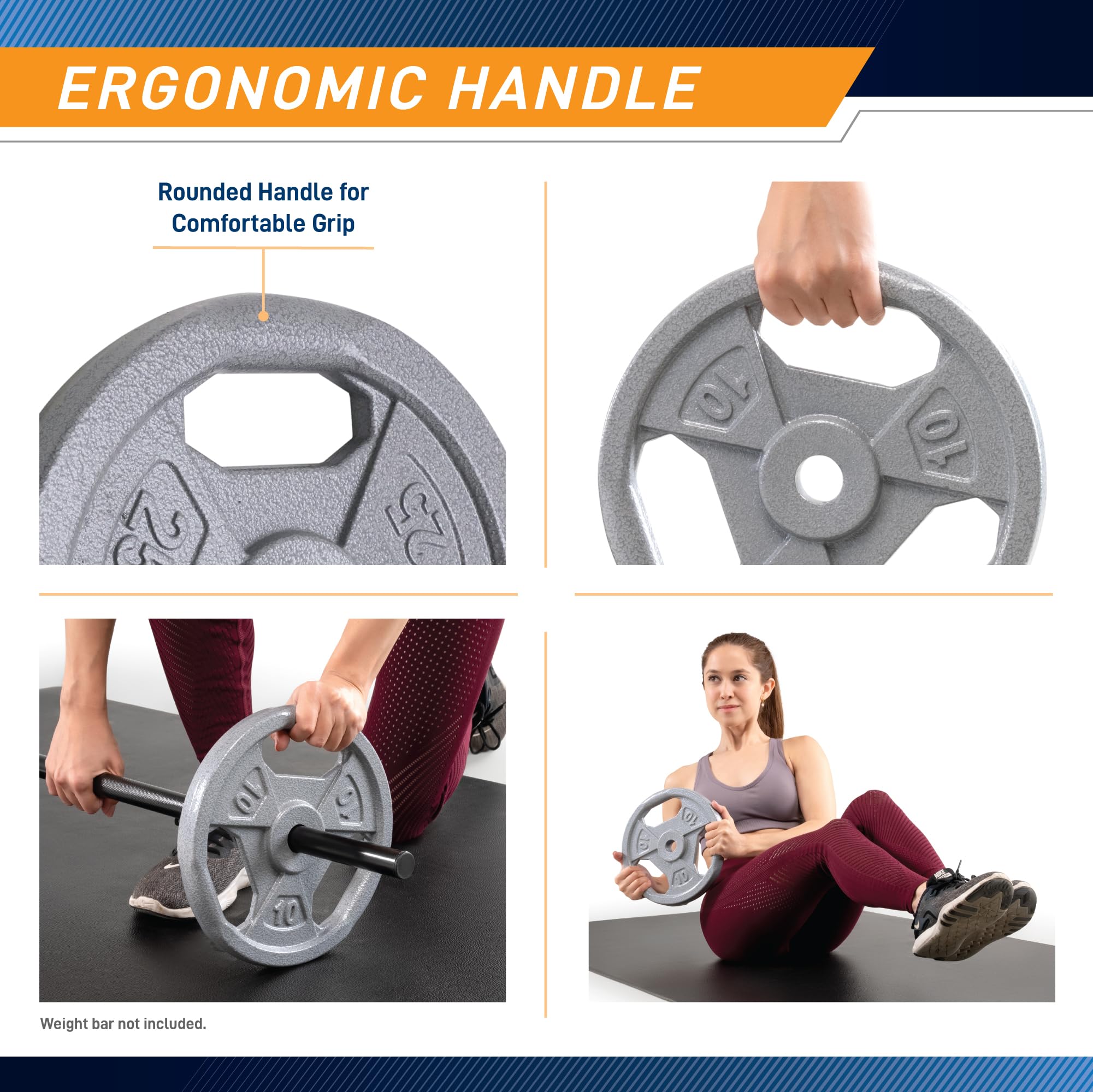 Marcy Classic 1 Inch Cast Iron Standard Grip Weight Plates - Durable Gym Equipment for Strength Training & Home Workouts