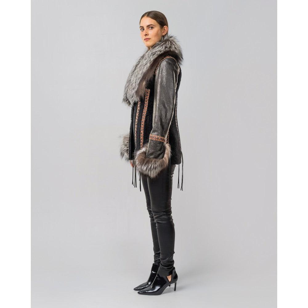 Cuadra Black Casual Fashion Sheepskin Jacket for Women | Stylish Winter Coat | Perfect for Outdoor Activities & Daily Wear