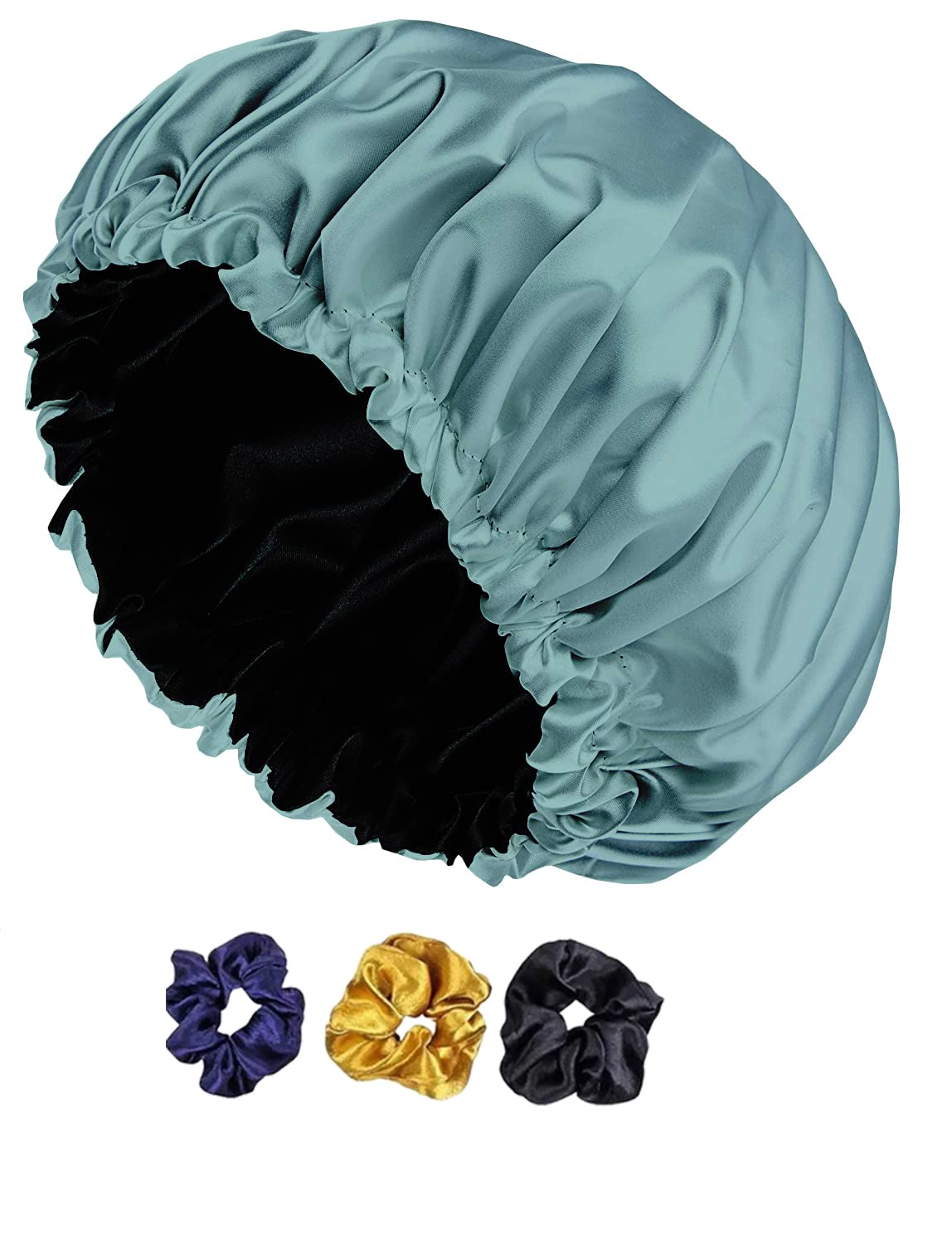 Avirons Reversible Pure Satin Sleep Cap for Women with Free 3 Scrunchies | Adjustable Silk Hair Bonnet for Nighttime Hair Protection | Perfect for Curly, Natural & Protective Hairstyles | Great Gift for Black Women