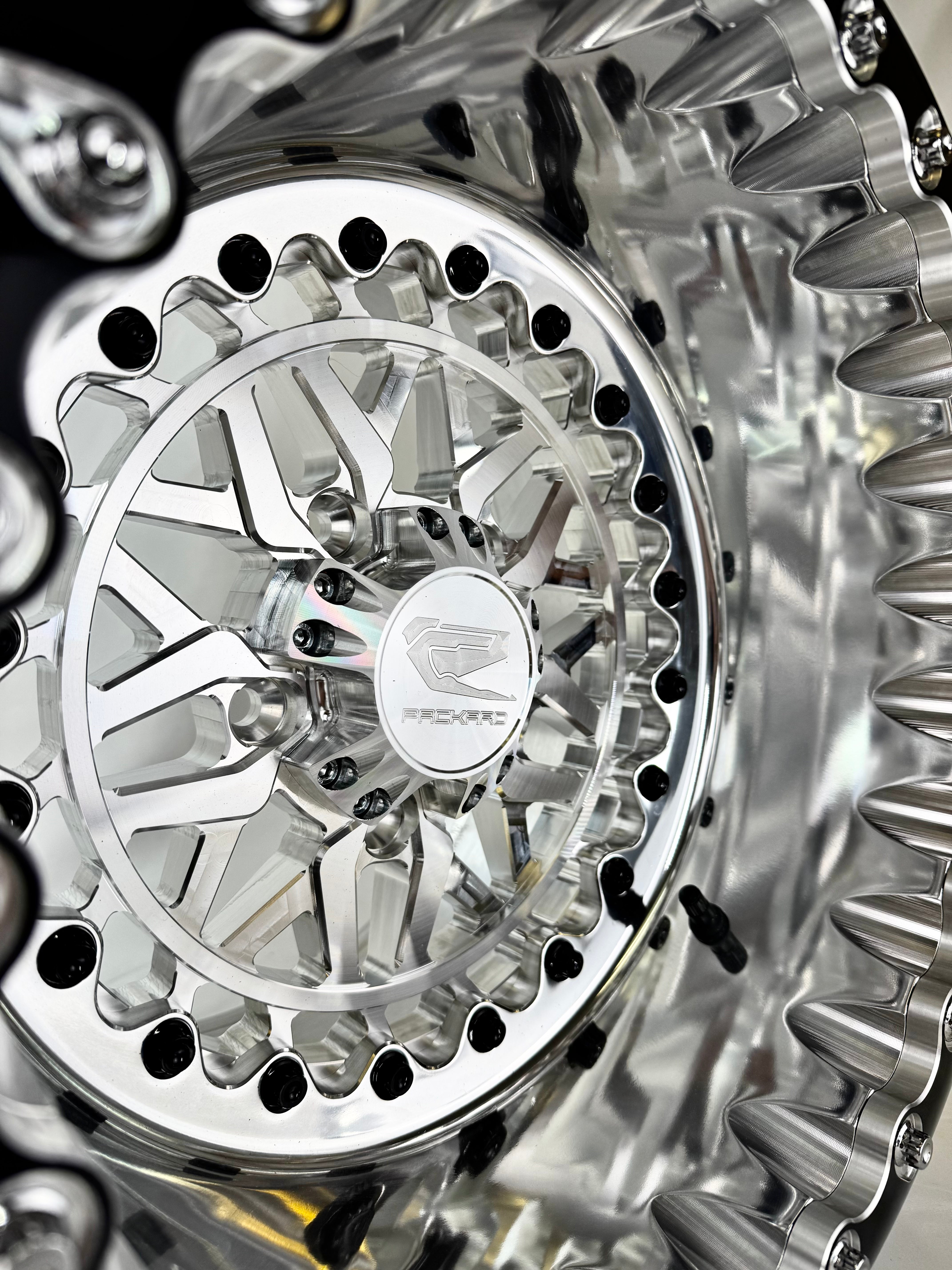 Apollo FF Forged Polished Beadlock Wheels - Silver - 5x4.5 Bolt Pattern for RZR Pro R - Off-Road & UTV Accessories - Perfect for Trail Riding, Dune Bashing & Off-Road Adventures