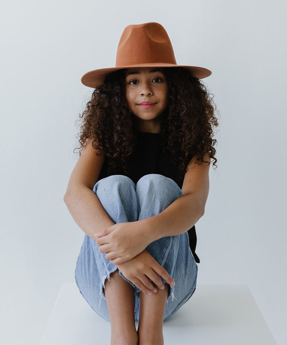 Stylish Kids Emma Wide Brim Fedora Hat - Sun Protection Summer Hat for Boys & Girls - Perfect for Beach, Outdoor Play & Fashion Accessories