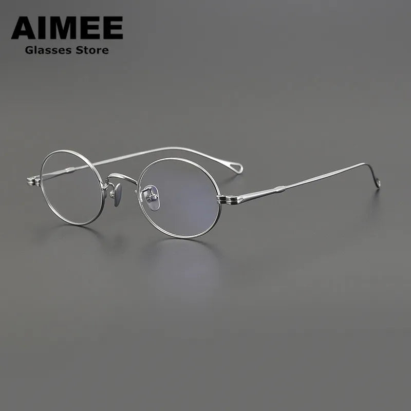 Aimee Unisex Full Rim Small Oval Round Titanium Eyeglasses Frame 85001 - Lightweight & Durable Eyewear for Men & Women - Perfect for Reading, Work, and Everyday Use