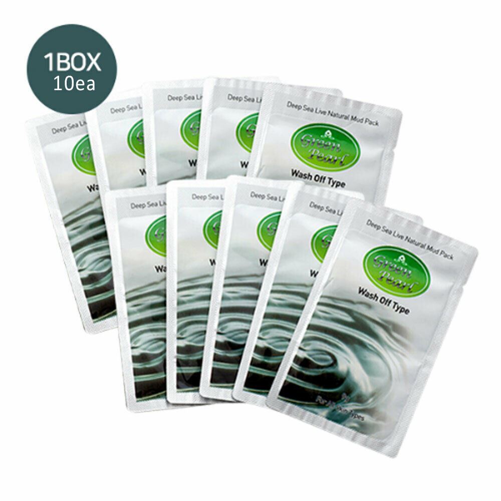 Charmmud Green Pearl Skin Care Disposable Natural Mineral Mud Mask Pack - 9g x 10 Sheets (1 Box) - Deep Cleansing & Detoxifying Facial Treatment for Acne & Blackheads