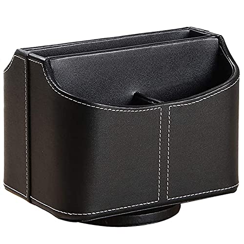 360° Rotating Leather Remote Control Holder - Desk & Bedside Organizer for TV Remote, Game Controller, Mail & Media - Perfect for Living Room, Bedroom & Home Theater Organization