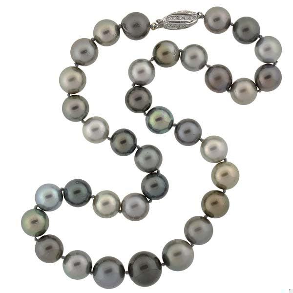 18kt Gold & Diamond Tahitian Pearl Necklace - Elegant Luxury Jewelry for Women, Perfect for Weddings, Parties & Special Occasions