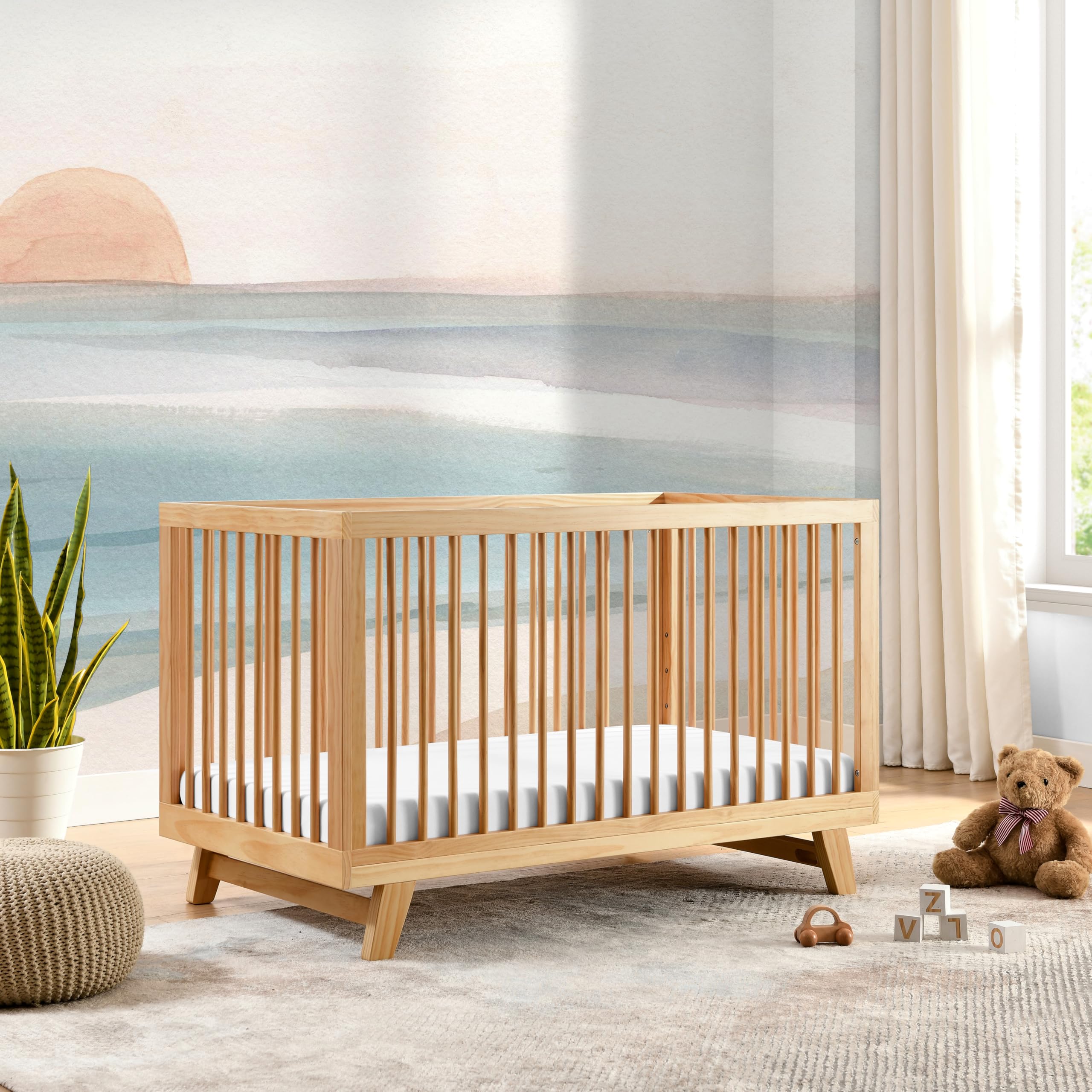 Astin 3-in-1 Convertible Baby Crib in Natural - Converts to Toddler Bed & Daybed | Fits Standard Full-Size Crib Mattress | 4 Adjustable Heights | Perfect Nursery Essential for Newborns to Toddlers