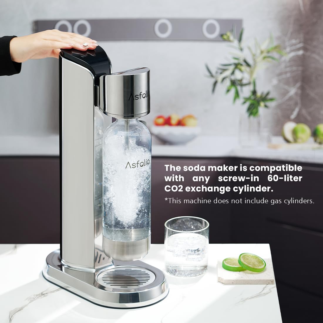 Premium Stainless Steel Sparkling Water Maker & Soda Carbonator Machine - 1L BPA-Free Carbonation Bottle Included (CO2 Cylinder Not Included) | Perfect for Home, Office, Parties & Healthy Hydration