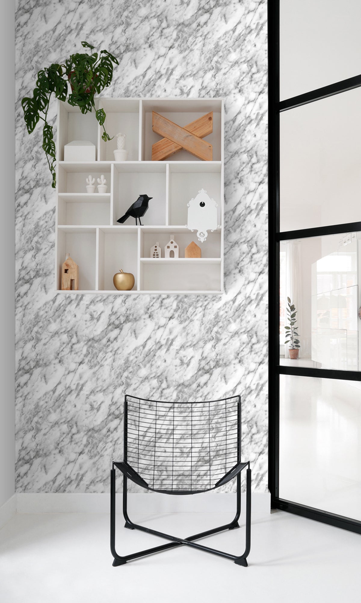 Black and White Art Deco Marble Wallpaper R9434 - Self-Adhesive Peel & Stick Wallpaper for Living Room, Bedroom, Bathroom, Office Decor