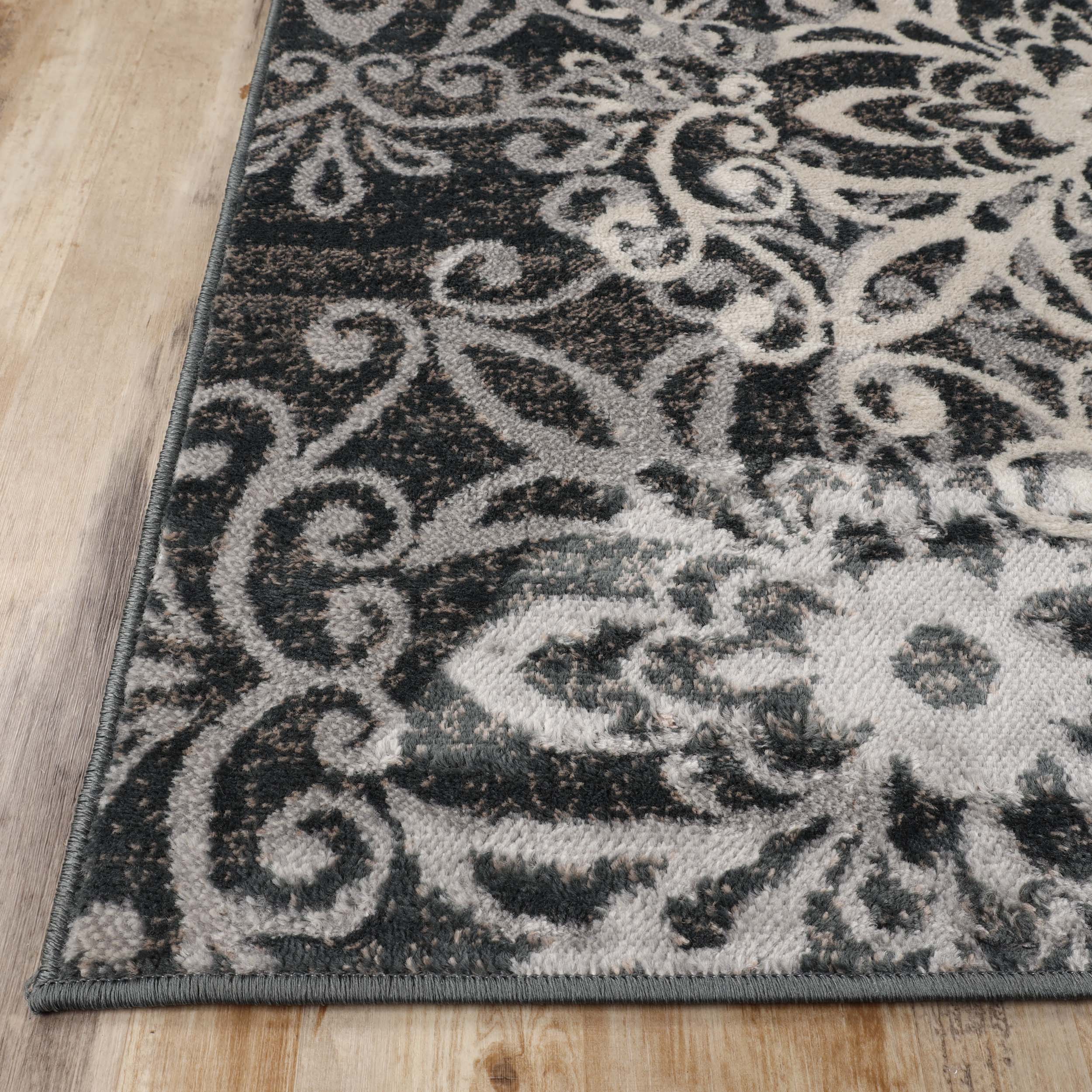 Leigh Traditional Floral Scroll Indoor Area Rugs & Runner Rugs - Non-Slip Soft Living Room Bedroom Decor Carpet
