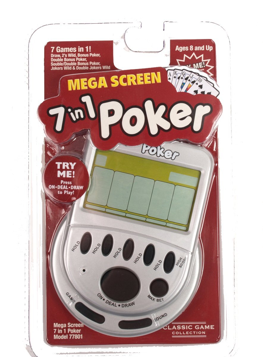 Electronic Gambling Game Pack - Mega Screen Solitaire & 7-in-1 Poker Handheld Games for Adults | Portable Casino Entertainment for Travel, Parties & Home Fun