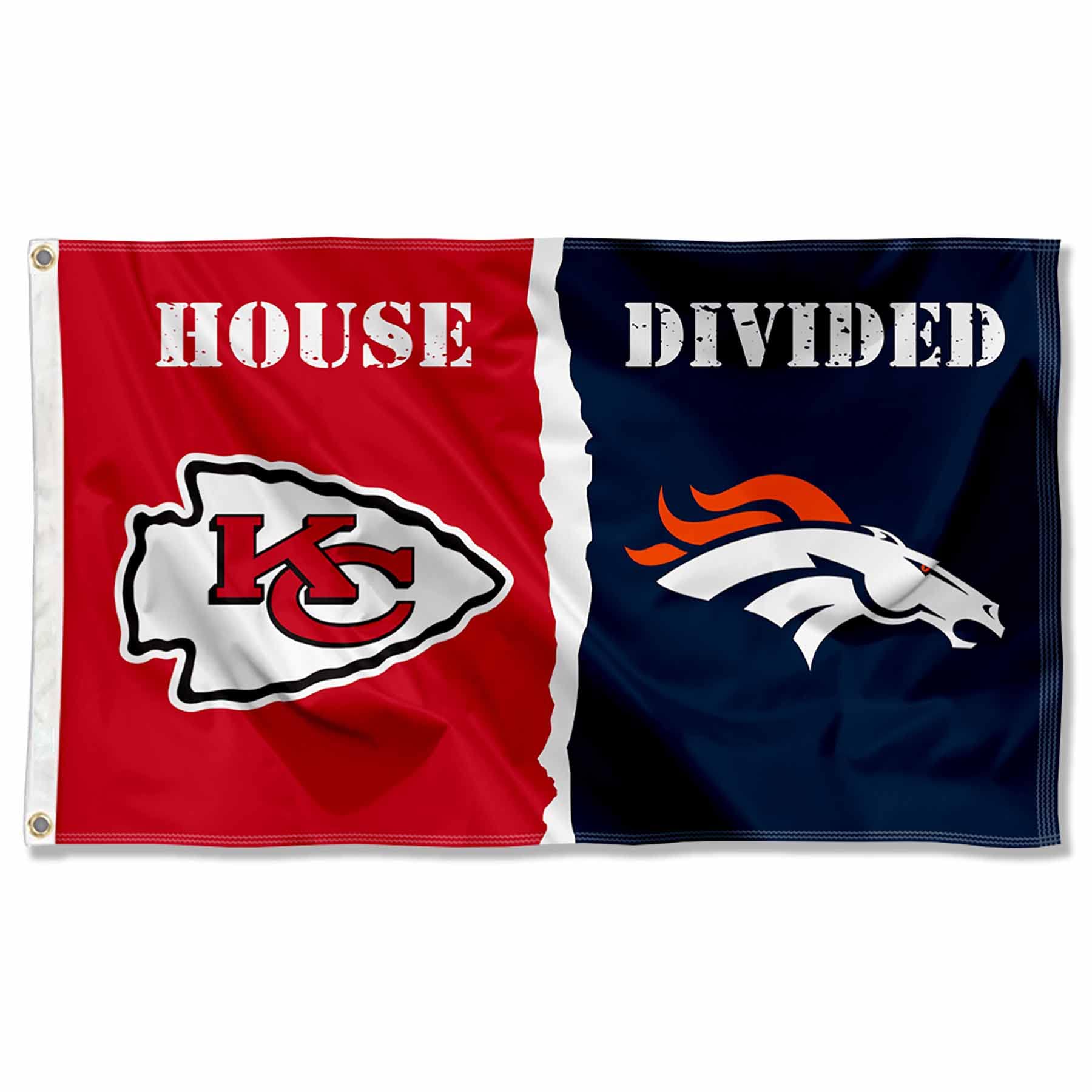 WinCraft Kansas City Chiefs vs Denver Broncos House Divided Rivalry Flag - Perfect for Game Day, Tailgating & Fan Cave Decor