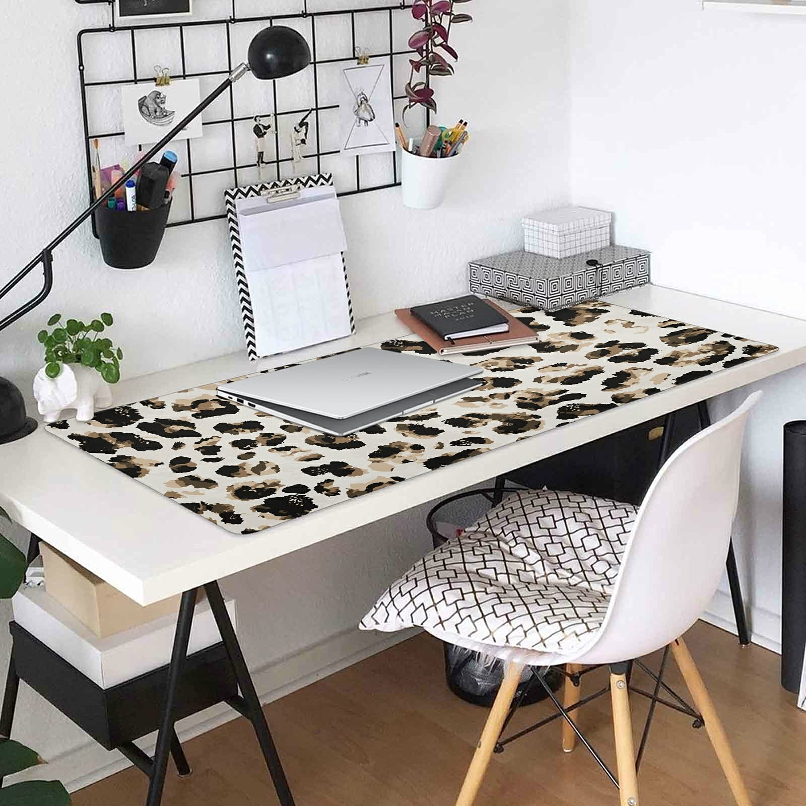 Premium Large Gaming Mouse Pad - Animal Leopard Print Non-Slip Desk Mat for Computer & Laptop (35.4x15.7in) - Perfect for Office, Gaming & Home Workspace Setup