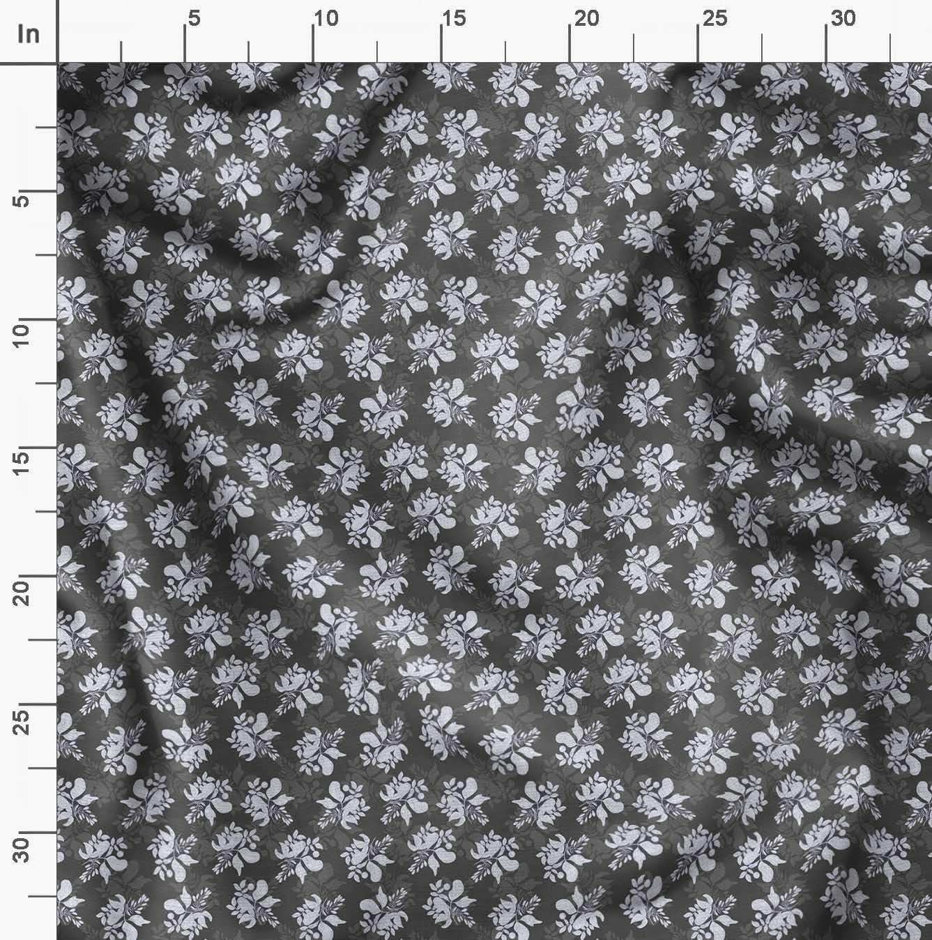 Soimoi Moss Georgette Gray Fabric by The Yard - 42 Inch Wide Printed Fabric with Artistic Leaf & Floral Design for DIY Fashion, Home Decor, and Craft Projects - Elegant Draping Material for Dresses, Curtains, and Scarf Making
