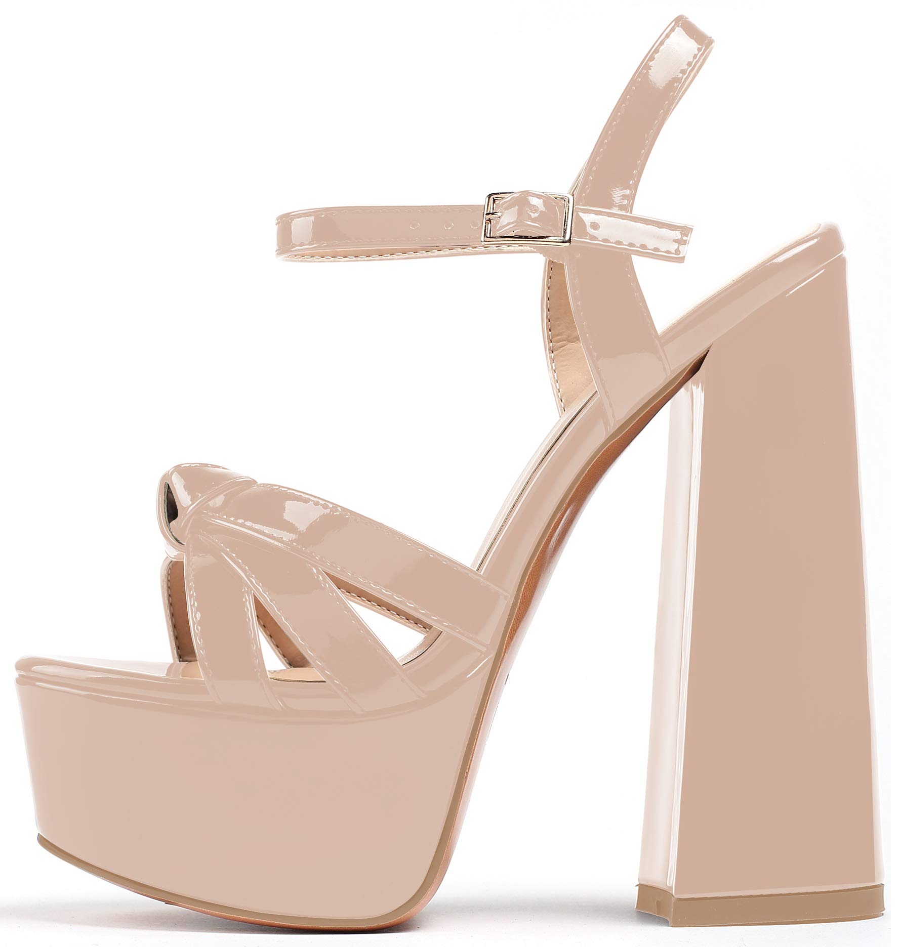 YODEKS Women's Platform Block Heel Sandals - Open Toe Bow Tie Wedge Sandals with Ankle Strap for Summer, Beach, and Dressy Occasions