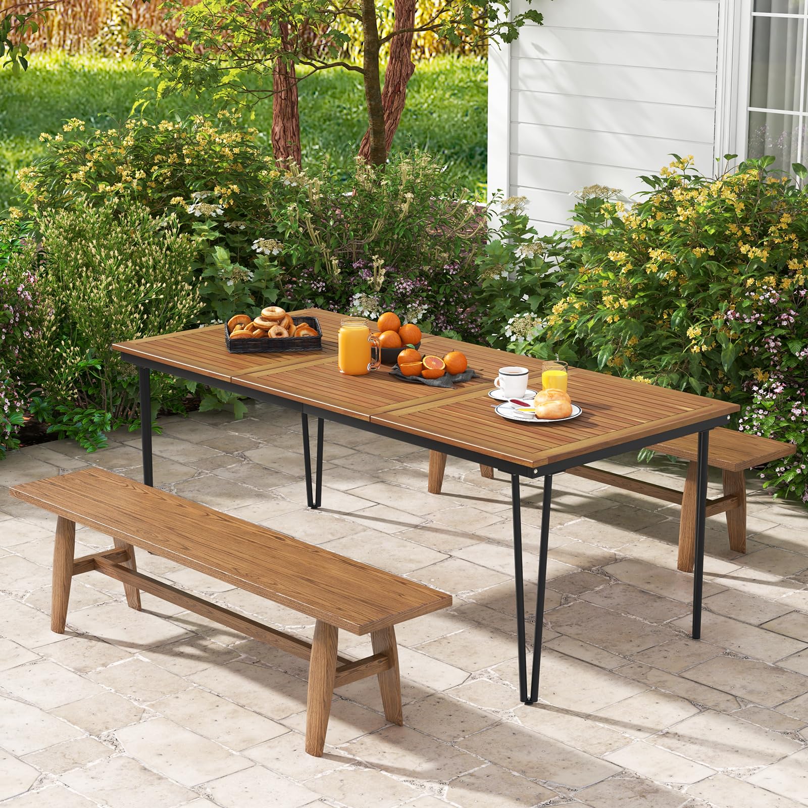 **Tangkula 79 Inch Outdoor Dining Table - 8-Person Patio Table with 1.9
