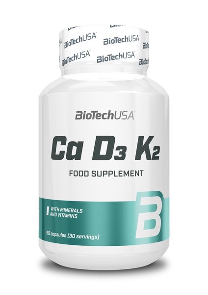 BioTechUSA Calcium Vitamin D3 & K2 Supplement - 90 Capsules for Strong Bones & Immune Support - Perfect for Adults & Seniors