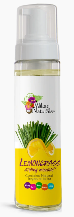 ALIKAY NATURALS Lemongrass Styling Mousse - 8 fl oz for Curly, Wavy & Natural Hair - Lightweight Hold & Frizz Control for Everyday Styling