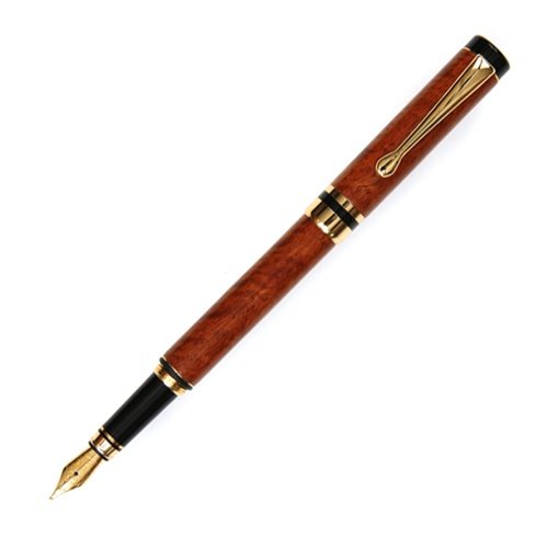 Lanier Classic Fountain Pen with 24K Gold Plating - Premium Praduak Tiger Grain Design - Elegant Writing Instrument for Professionals & Gifts