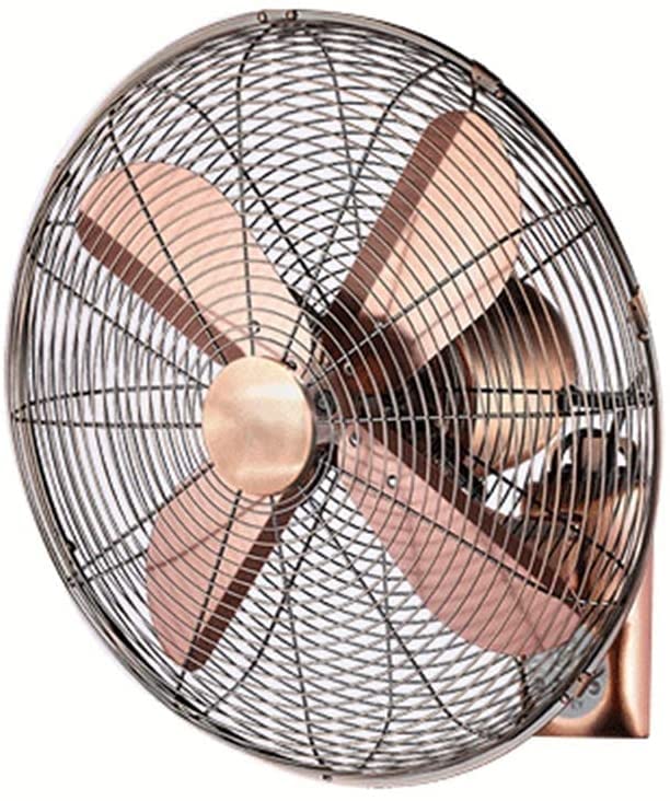 Vintage Metal Wall Mount Oscillating Fan - Remote Control, 3 Speed Settings, Quiet Operation (W:400mm/H:450mm) - Perfect for Bedroom, Living Room, Office & Industrial Spaces