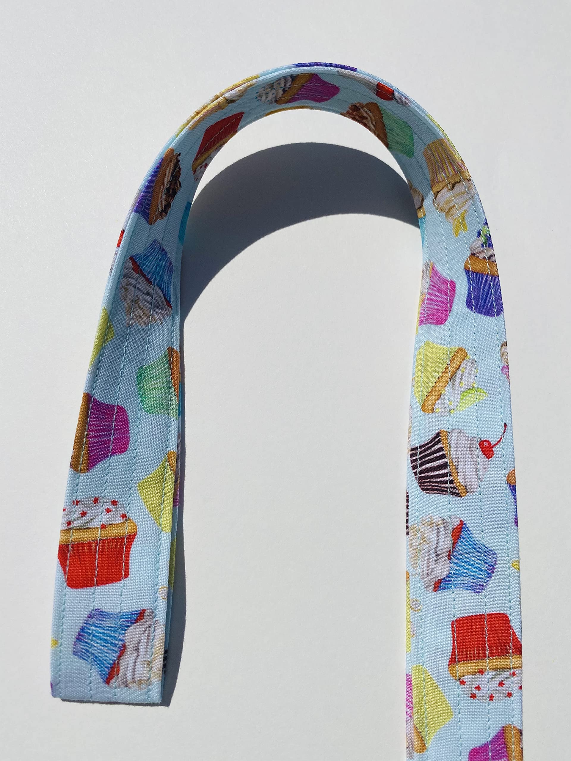 Cute Cupcake Lanyard Keychain - Blue Fabric ID Badge Holder & Key Keeper for Work, School, Events | Perfect for Teachers, Nurses, Office Professionals