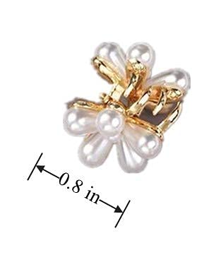 BAKEFY 6-Pack Pearl Hair Claws - Mini Small White Bridal Hair Clips for Women & Girls - Fashion Hair Accessories for Wedding, Party & Everyday Use