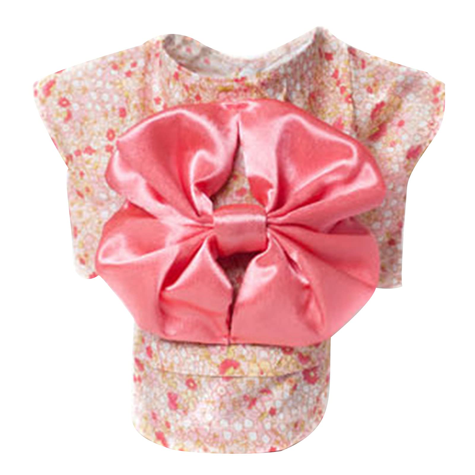 XL Pink Dog Dress with Flower Print, Cotton Two-Legged Skirt & Bow Knot Decor - Perfect for Pet Parties, Birthday Celebrations & Photo Shoots
