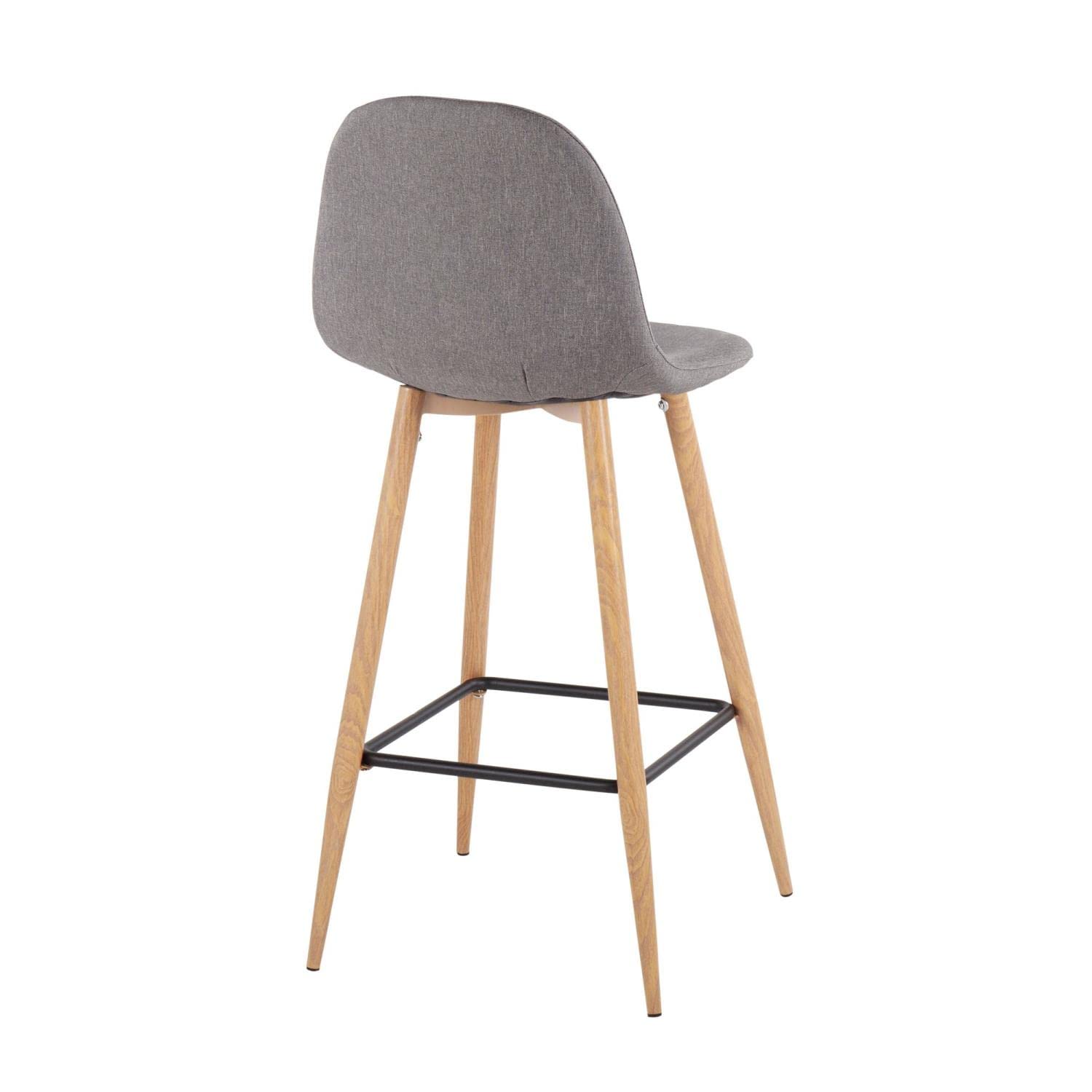 LumiSource Pebble Bar Stool Set of 2 - Modern Counter Height Bar Chairs with Comfortable Seat for Kitchen Island, Breakfast Nook & Home Bar Decor