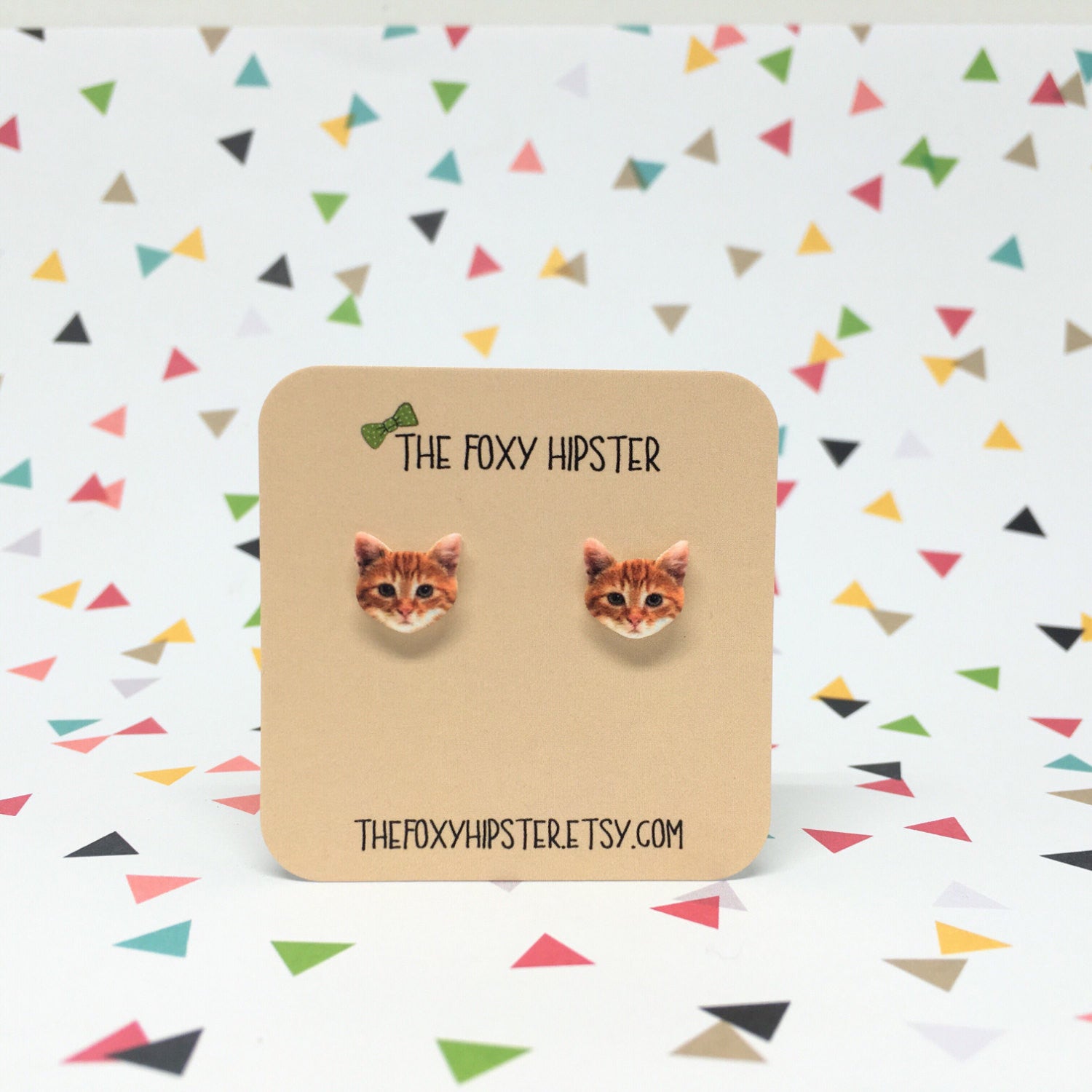 Orange Cat Kitten Stud Earrings - Cute Feline Jewelry for Women | Perfect for Cat Lovers, Daily Wear & Gifts