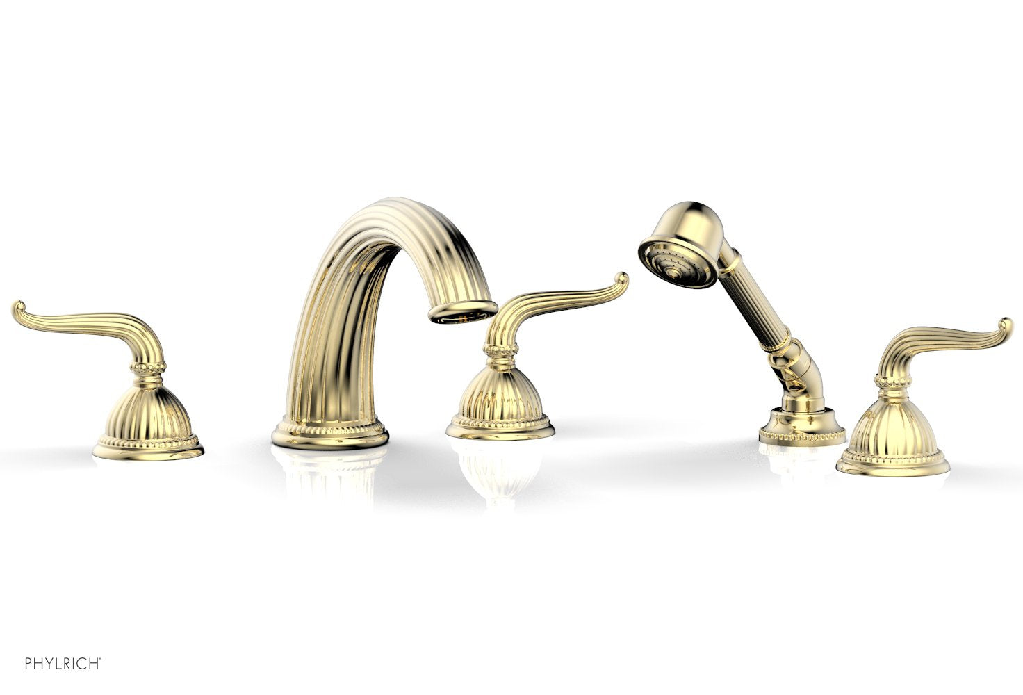 GEORGIAN & BARCELONA Deck Mounted Bathtub Faucet Set with Hand Shower and Lever Handles K2141P1 - Perfect for Modern Bathroom Renovations and Spa-Like Showower Experience
