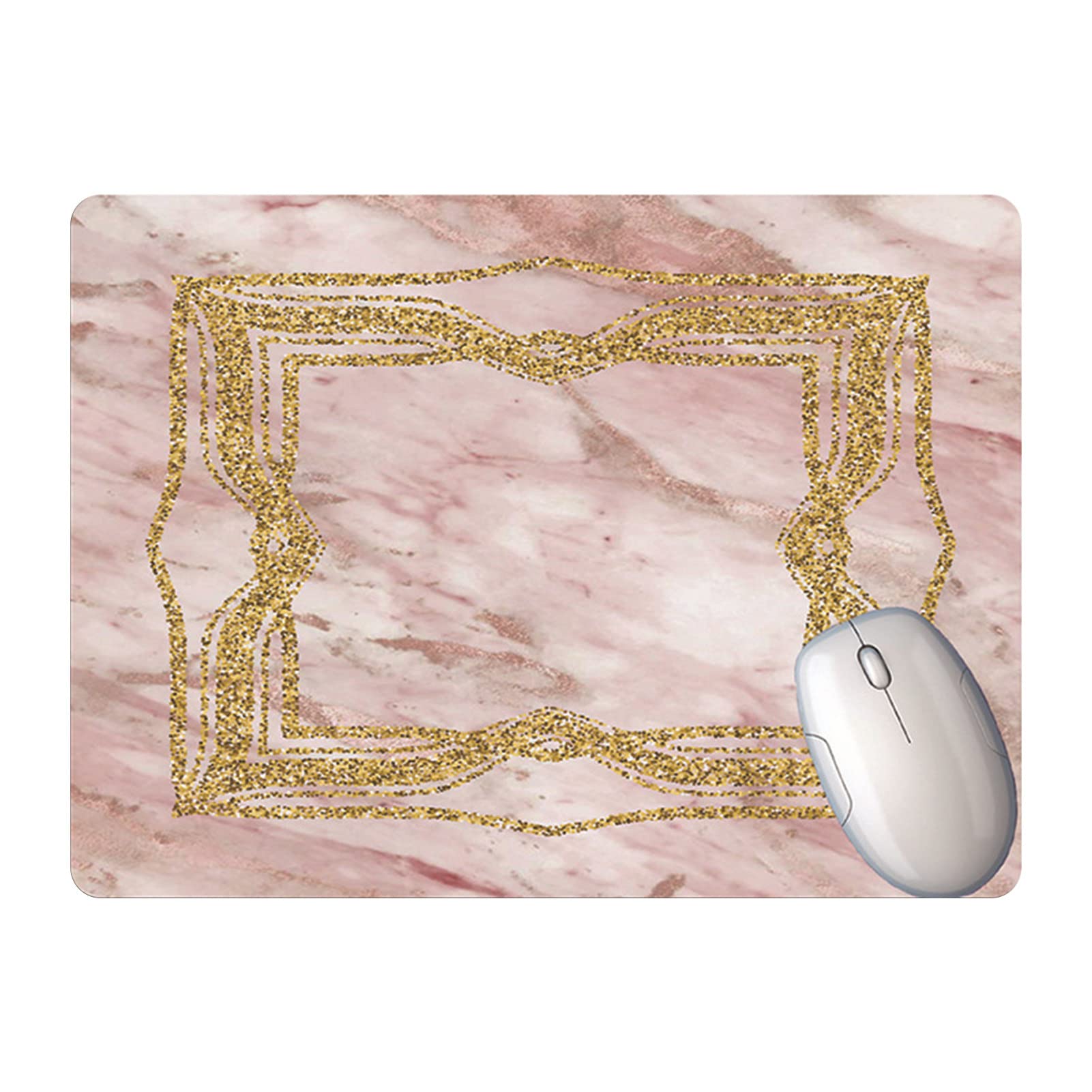 Premium Non-Slip Soft Rubber Mouse Pad with Gold-Edged Marble Pattern - 14