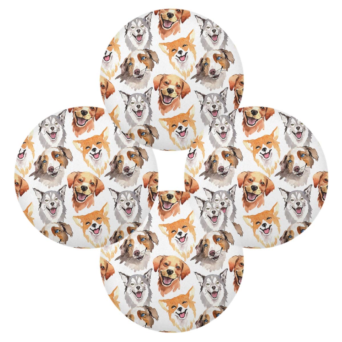 Cute Corgi Husky Dog Watercolor Placemats Set - 15.4 Inch Non-Slip Dining Table Mats for Kitchen, Holiday Decor & Home Decoration - Perfect for Everyday Meals, Parties & Gift Giving