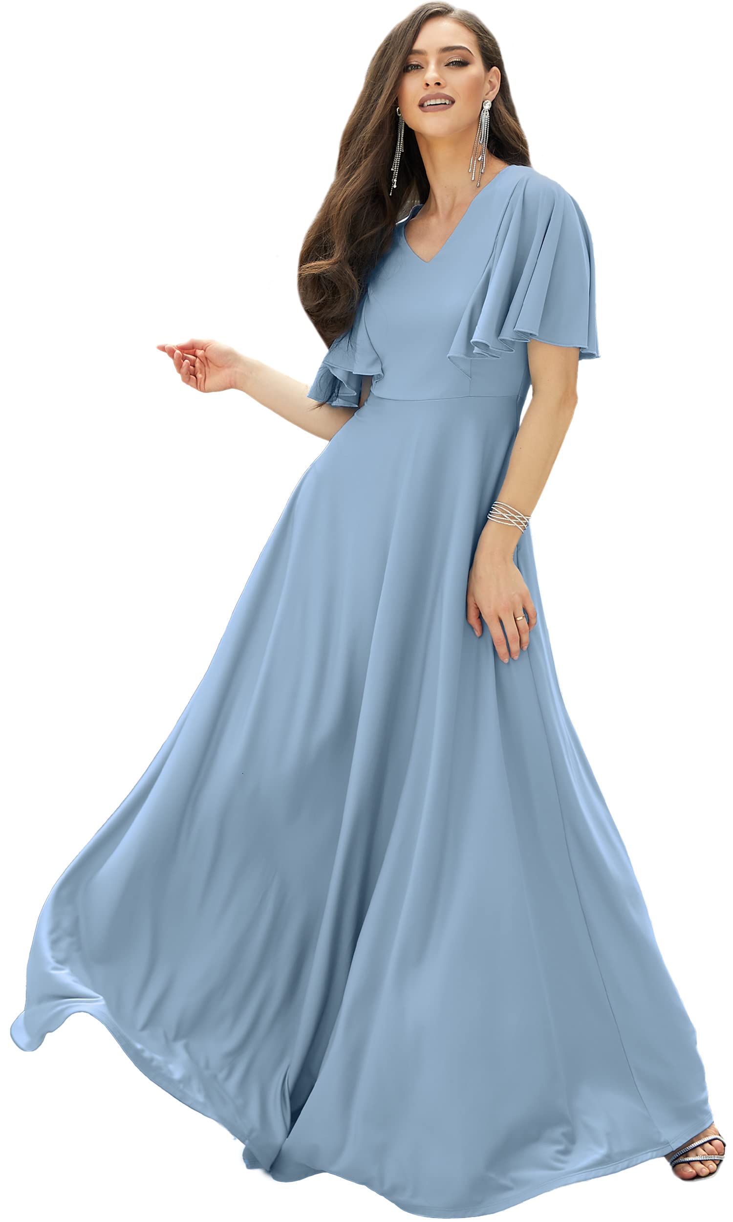 Elegant Women's Long Modest Maxi Dress for Bridesmaid, Evening Cocktail Party, Formal Occasions & Special Events - Perfect for Weddings, Proms & Black Tie Gatherings