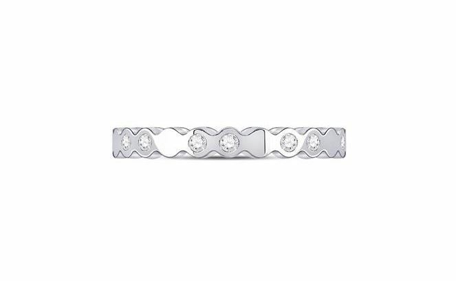 14K White Gold Diamond Women's Band Ring - 1/8 CTTW Round Edge Wedding, Anniversary, Promise, or Stackable Ring for Everyday Elegance