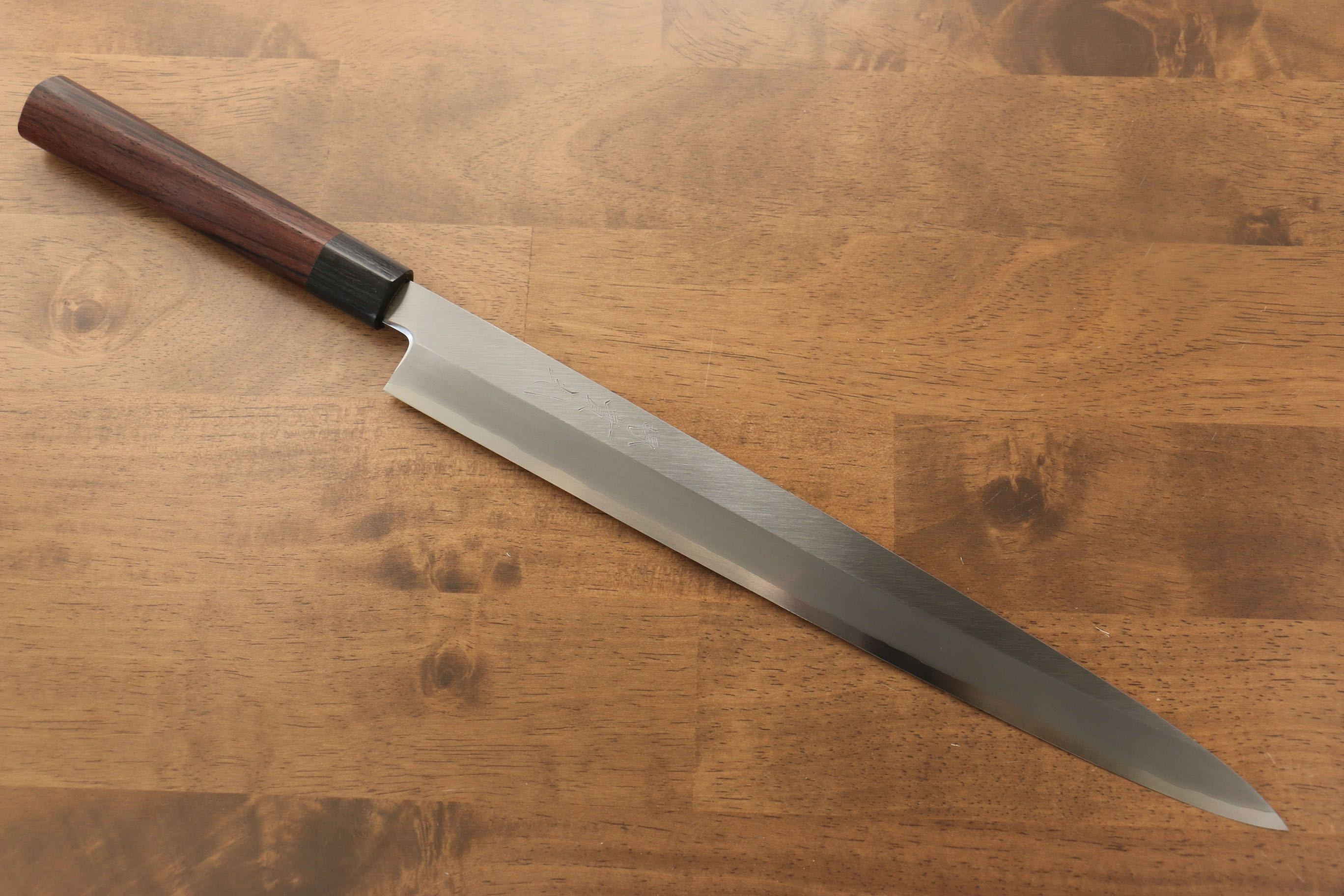 Premium Jikko Silver Steel No.3 Yanagiba Sushi Knife 330mm with Shitan Handle - Professional Japanese Sashimi & Sushi Chef's Blade for Precision Cutting