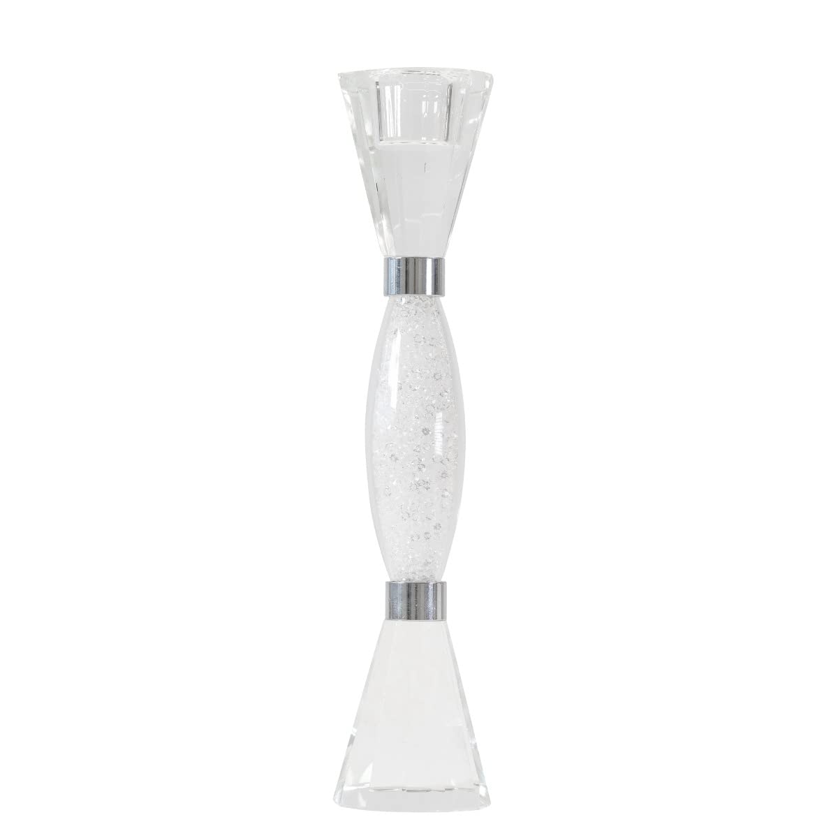 Elegant Silver Crystal Taper Candle Holder - 8