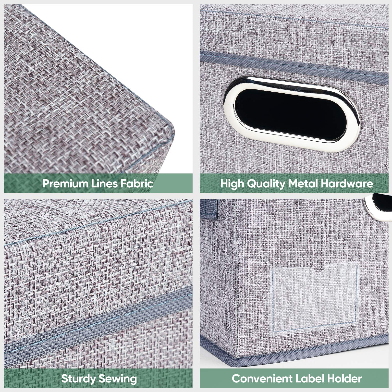 Foldable Fabric Storage Bins with Lids - 5-Pack Extra Large Gray Collapsible Closet Organizers for Bedroom, Office & Home Organization | Space-Saving Storage Solution for Clothes, Toys & Seasonal Items