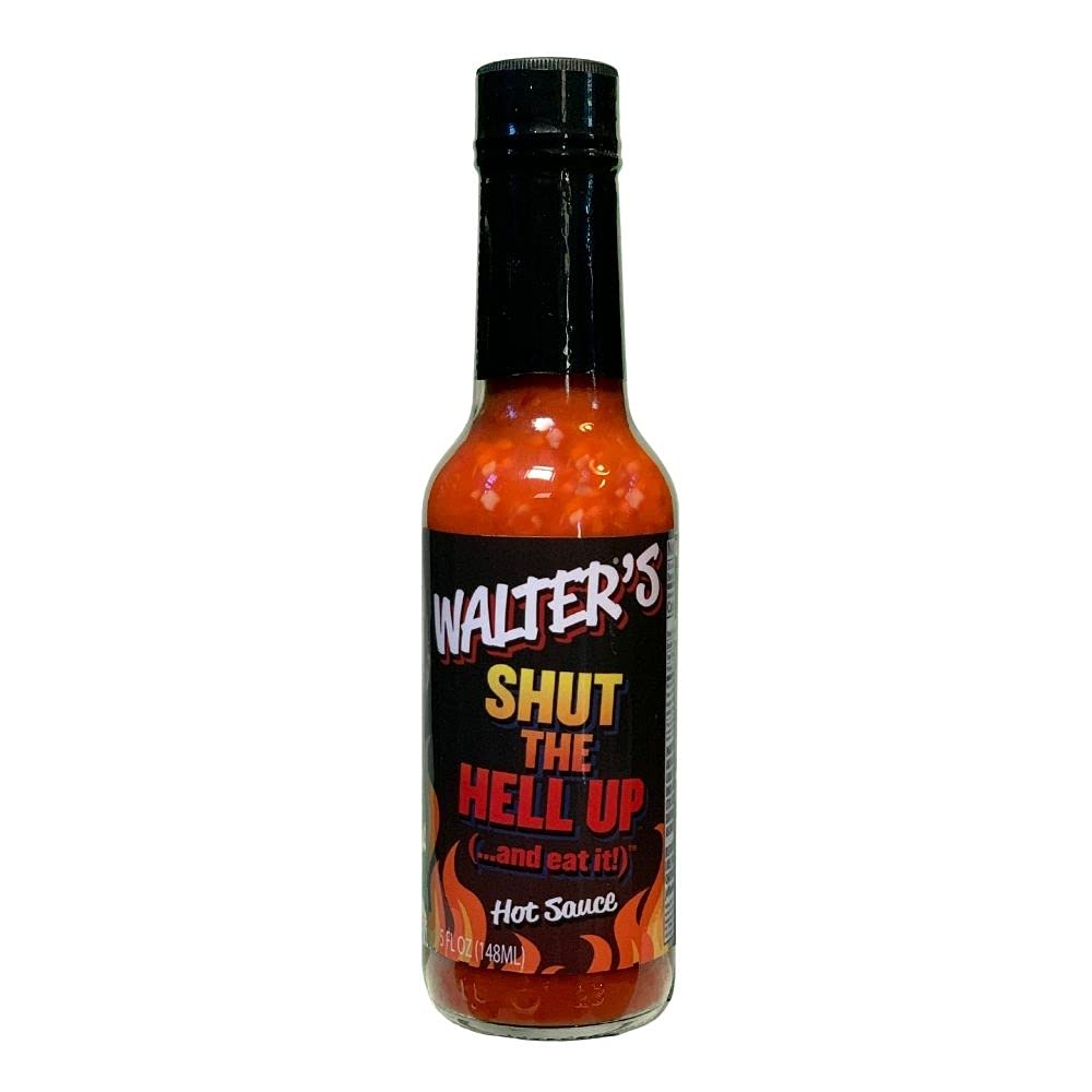 Jeff Dunham's Walter's Garlic & Habanero Hot Sauce - Bold & Spicy 5oz Bottle with Perfect Garlic Infusion | Great for Tacos, Wings, Burgers & BBQ | Shut the Hell Up (and Eat It) Hot Sauce Gift for Spicy Food Lovers