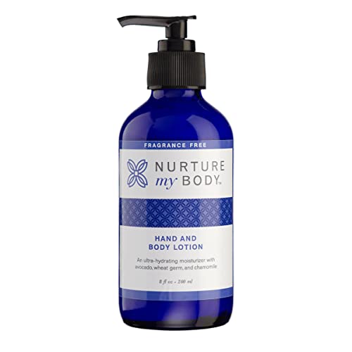 Nurture My Body Fragrance-Free Hand & Body Lotion - 8 oz (240ml) | Hypoallergenic Moisturizer with Vitamins & Omega Fatty Acids | Perfect for Sensitive Skin, Dry Skin Care & Daily Hydration