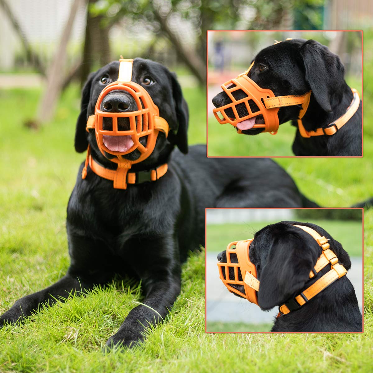 BARKLESS Soft Silicone Basket Dog Muzzle - Comfortable Breathable Muzzle for Small Medium Large Dogs - Allows Panting Drinking & Prevents Barking Biting Chewing - Includes Adjustable Collar & Training Guide - Perfect for Training Walks Grooming Vet Visits
