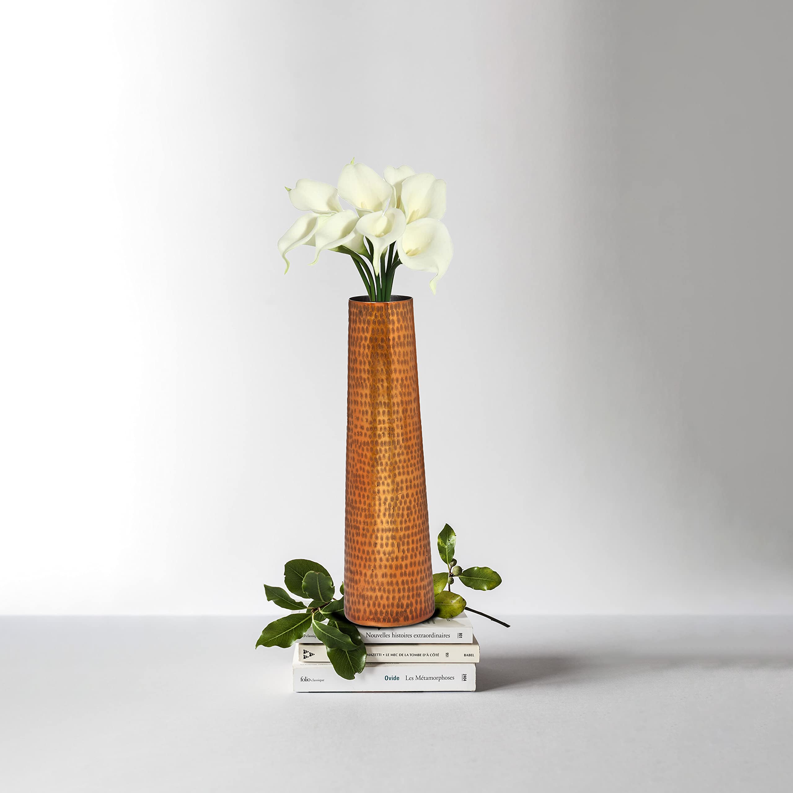 Hammered Aluminum Flower Vase Set of 3 - Decorative Copper Table Centerpiece for Wedding, Home Decor, and Dining Room Decorations