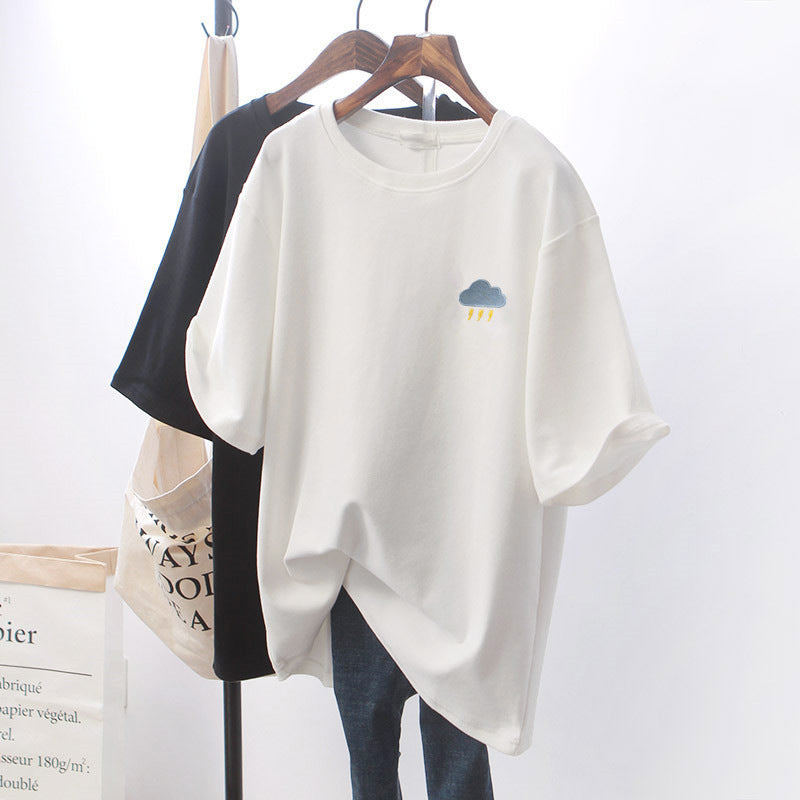 Chic White Loose Short Sleeve T-Shirt for Women - Trendy Casual Top for Summer, Streetwear & Everyday Outfits